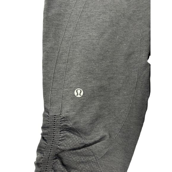 Lululemon Leggings 6 In The Flow Cropped Heathered Deep Coal Ruched Yoga - Picture 3 of 4